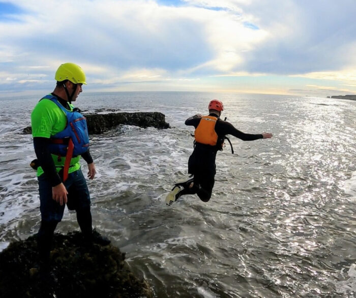 Coasteering around Marsden Rock, South Shields